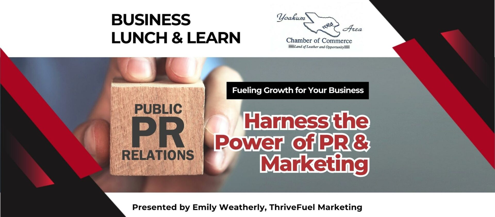 Yoakum Chamber Lunch and Learn on Sept. 27th; ThriveFuel Marketing to Empower Area Businesses with Strategic PR and Marketing Insights
